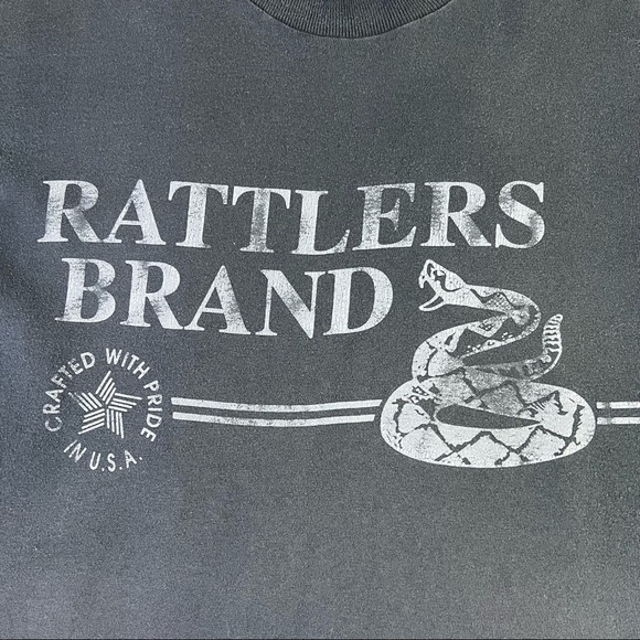Snake Rattlers Brand Faded Black Vintage T Shirt Single Stitch Made In USA 90s - Picture 3 of 5